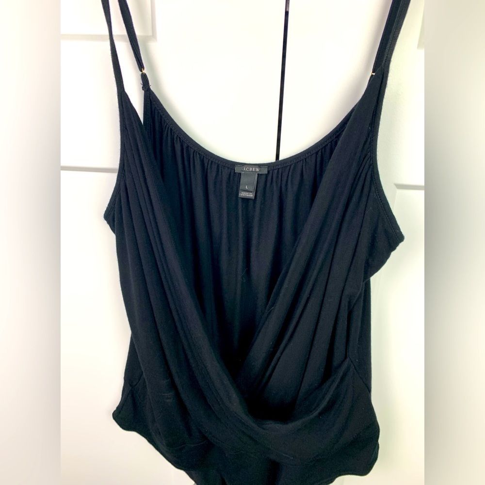 J Crew LARGE black Bodysuit Wrap V Neck Sleeveless Balletcore